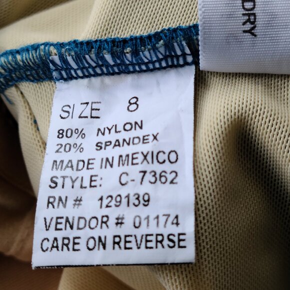 SHAPE FX TEAL CONTROL SWIMSUIT-SIZE 8- BEJEWELED WRAP ONE-PIECE - Picture 9 of 10